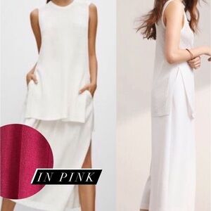 WILFRED Pink Palmier 100% Wool Sleeveless Sweater